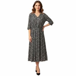 'S Max Mara 100% Silk Geometric Print Midi Dress 
Size 6